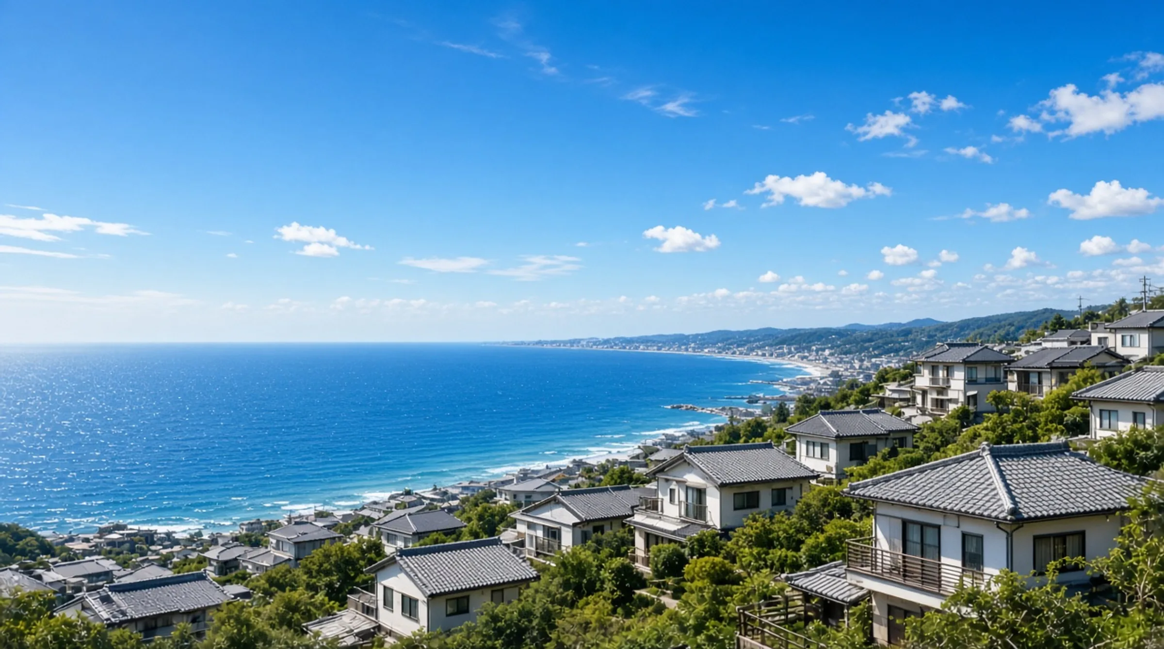湘南 藤沢の海と住宅街